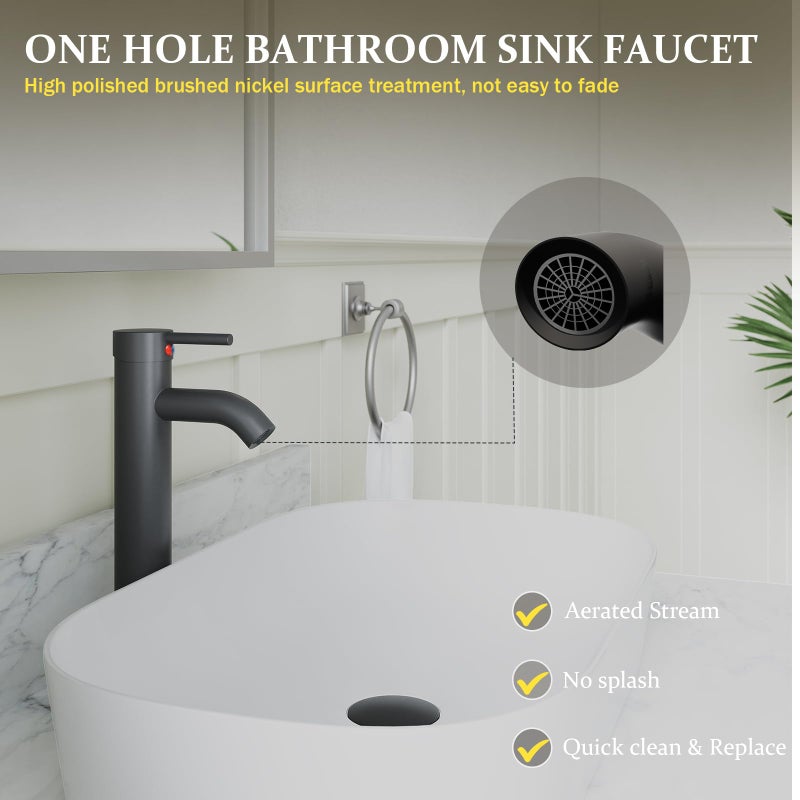 Green Spring Greenspring Matte Black Bathroom Faucets, Vessel Sink Faucet One Hole Single Handle Modern Lavatory Commercial Bath Vanity Bowl Faucets Tall Body Supply Line, Brass - Image 5
